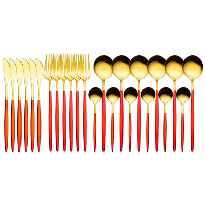 24pcs Gold Stainless Steel Cutlery Set - Boaties Collective