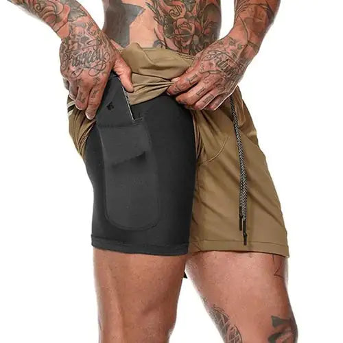 Men 2 in 1 Running Shorts Jogging Gym Fitness - Boaties Collective