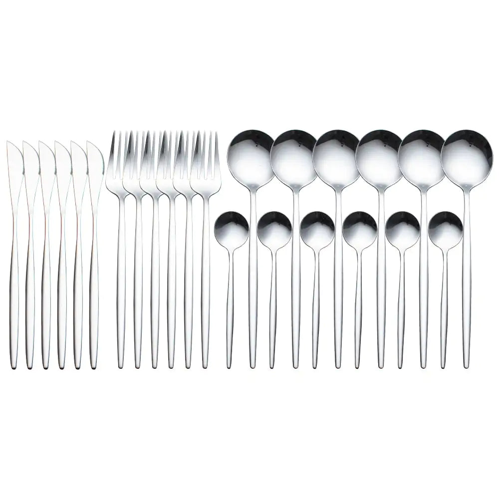 24pcs Gold Stainless Steel Cutlery Set - Boaties Collective