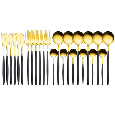 24pcs Gold Stainless Steel Cutlery Set - Boaties Collective