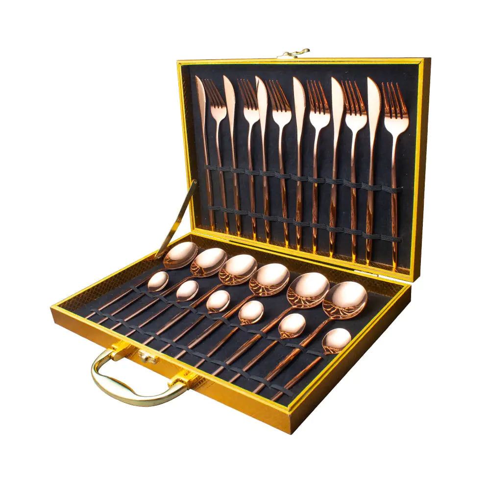 24pcs Gold Stainless Steel Cutlery Set - Boaties Collective