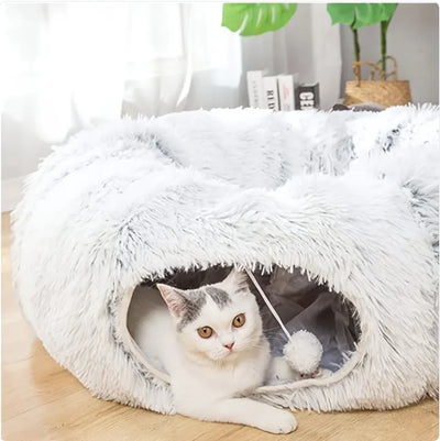 Cozy Plush Cat Tunnel and Nest - Foldable Winter Pet Kennel - Boaties Collective