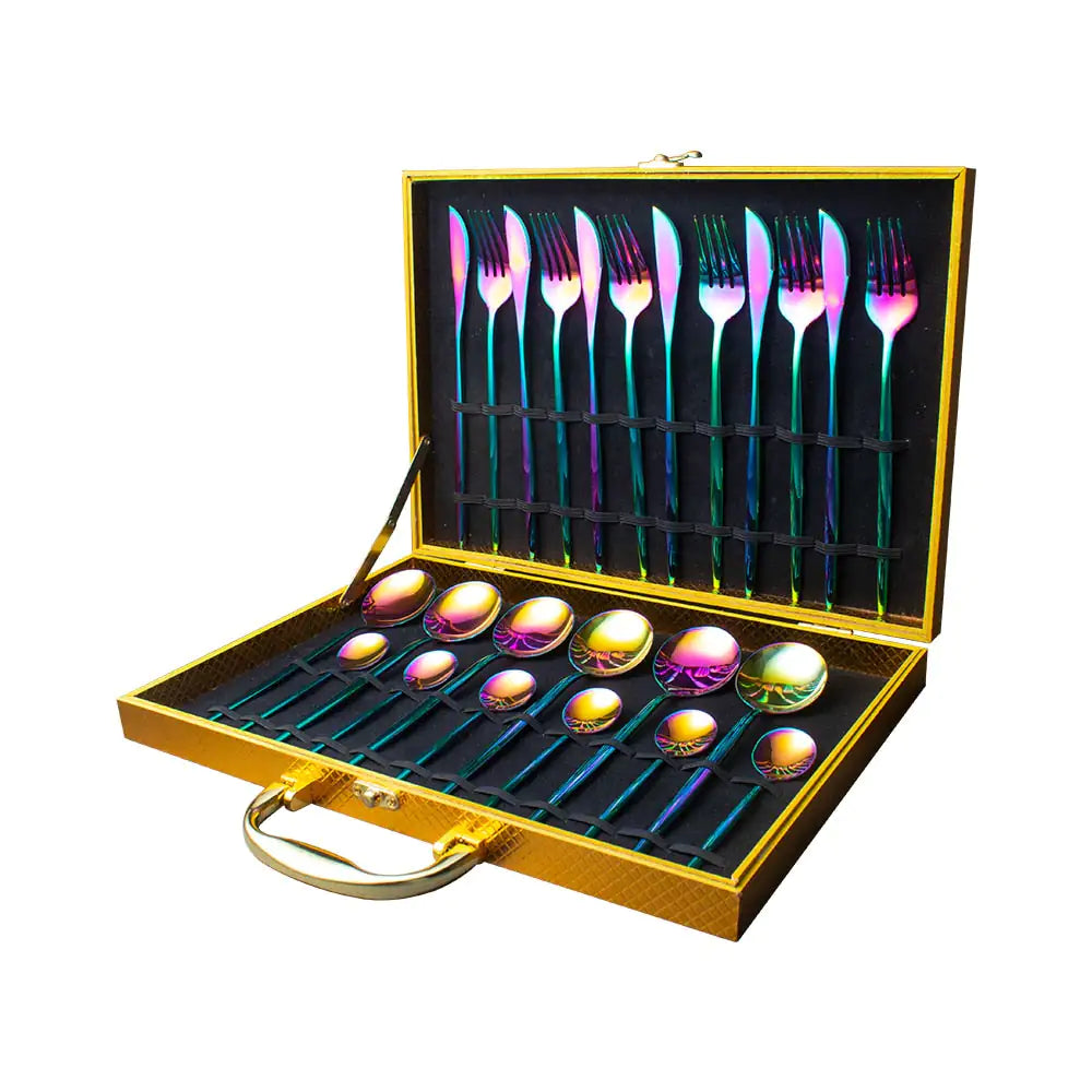 24pcs Gold Stainless Steel Cutlery Set - Boaties Collective