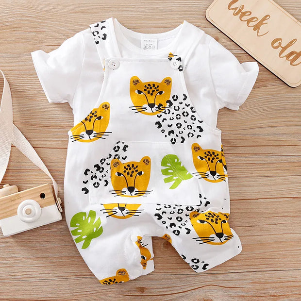 Two-piece Baby Clothes Clothing Summer Newborn Thin Baby Going Out Clothes Cartoon Strap Children's Suit - Boaties Collective