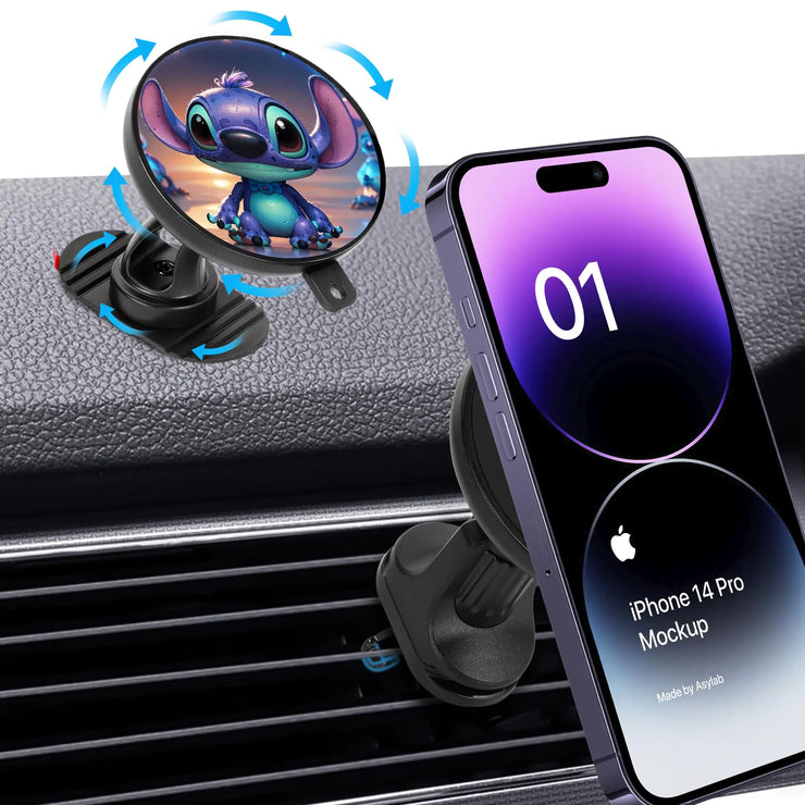 for MagSafe cartoon stitch car holder 360 ° rotating magnetic car dashboard phone holder car vent hands-free magnetic phone holder Mag car accessories for smartphones and electronic devices（ZX04） - Boaties Collective