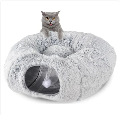 Cozy Plush Cat Tunnel and Nest - Foldable Winter Pet Kennel - Boaties Collective