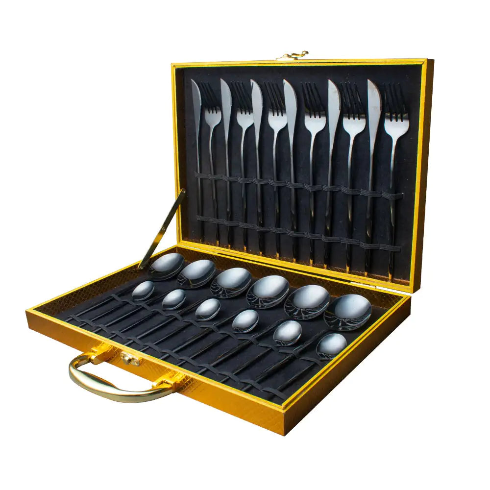 24pcs Gold Stainless Steel Cutlery Set - Boaties Collective