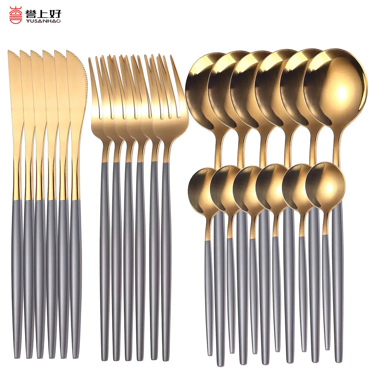 24pcs Gold Stainless Steel Cutlery Set - Boaties Collective