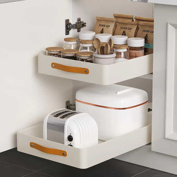 weykings Pull out cabinet organizer metal heavy duty drawer under sink pull out home organizer with nano adhesive film fixing for kitchen/storage/bathroom/bedroom12.2" W x 18.9" D x 3.15" H - Boaties Collective