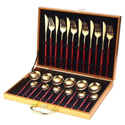 24pcs Gold Stainless Steel Cutlery Set - Boaties Collective