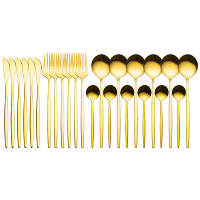 24pcs Gold Stainless Steel Cutlery Set - Boaties Collective