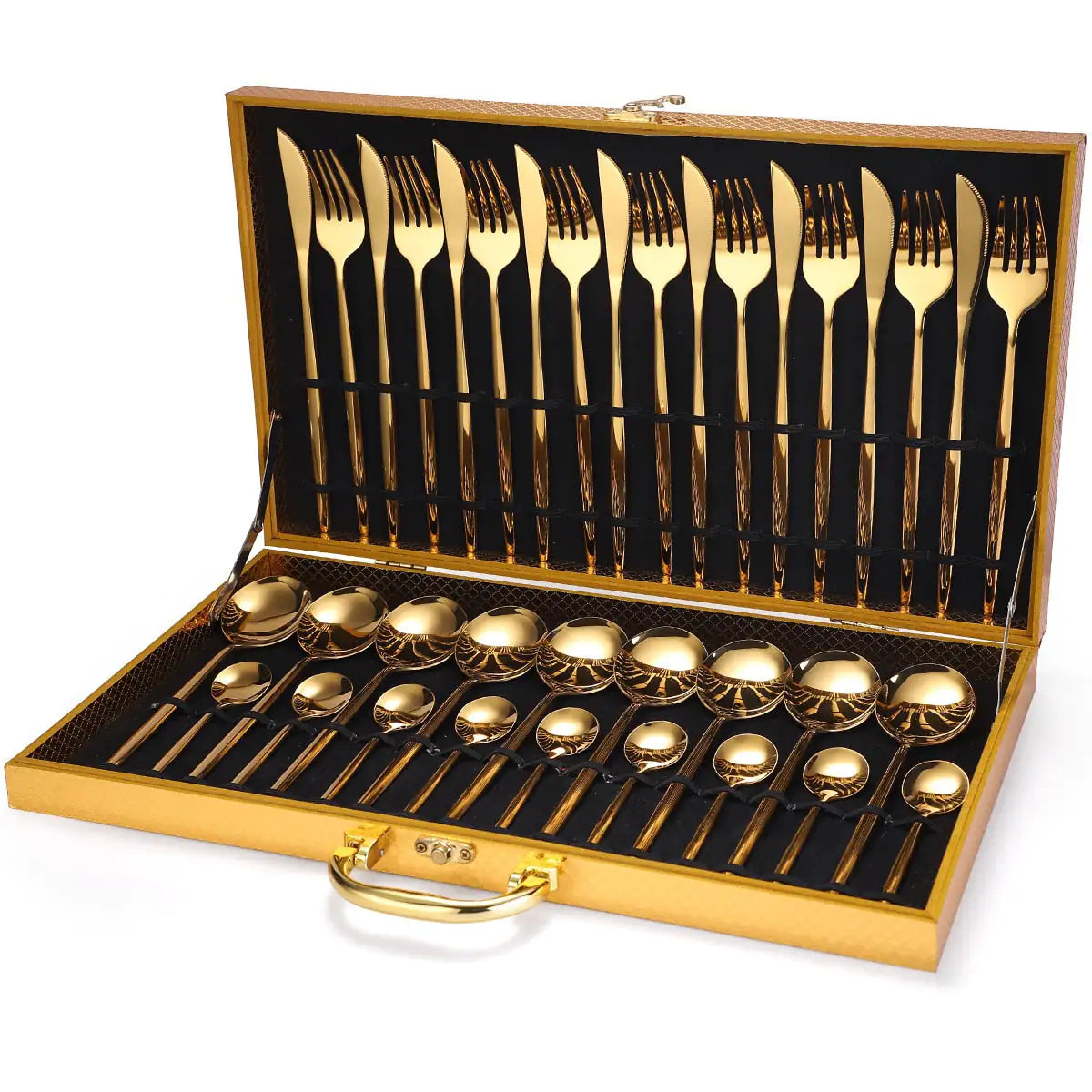 24pcs Gold Stainless Steel Cutlery Set - Boaties Collective