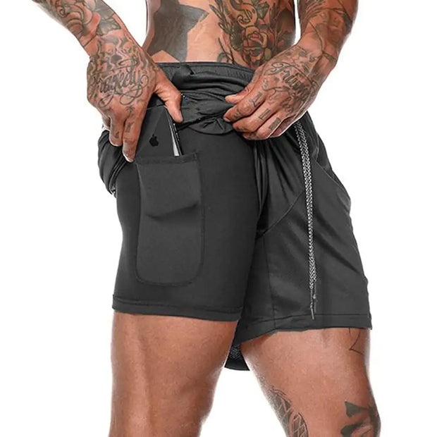 Men 2 in 1 Running Shorts Jogging Gym Fitness - Boaties Collective