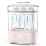 Momfann Bottle Sterilizer and Dryer 8-in-1 Electric Steam Sterilizer for Baby Bottles Baby Items & Breast Pump Accessories (Pink) - Boaties Collective