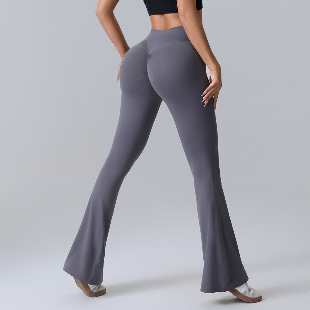 Hip-lift Yoga Flared Pants Fitness Sports Wide Leg High Waist Quick Dry Trousers Womens Clothing - Boaties Collective