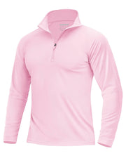 Boladeci UPF 50 Mens Long Sleeve Shirt Quarter Zip Sweater Men Uv Sun Protection Clothing Men Pink Shirt T-Shirt Homme Mock Neck Running Athletic SPF Golf Shirt Men Chandail Uv Homme Lightweight - Boaties Collective