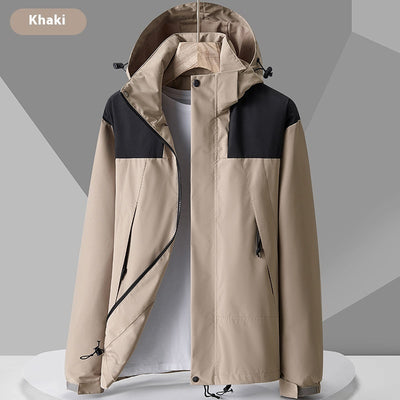 Hooded Windbreaker Unisex Fashion Colorblock Zip-up Jacket With Pockets Waterproof Outwear For Women Men Clothing - Boaties Collective