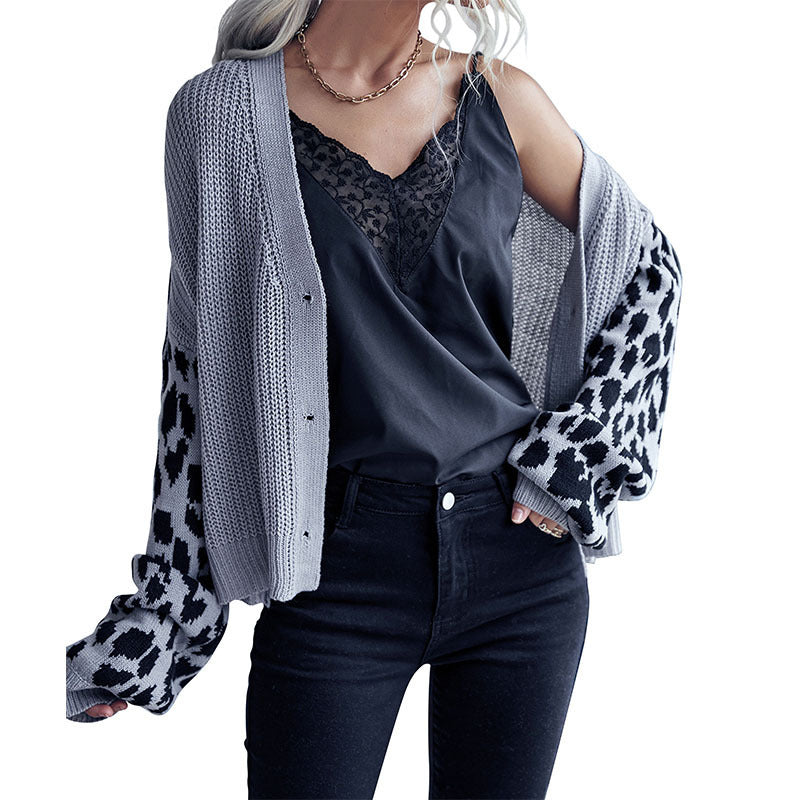 Autumn And Winter New Fashion Women's Clothing Long Sleeve Leopard-print Sweater Coat For Women - Boaties Collective