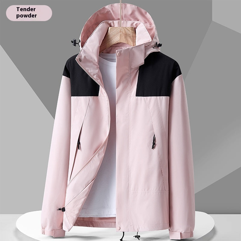 Hooded Windbreaker Unisex Fashion Colorblock Zip-up Jacket With Pockets Waterproof Outwear For Women Men Clothing - Boaties Collective