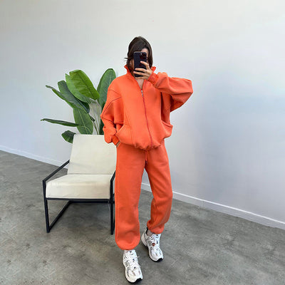 Sports Suits With Pockets Stand-up Collar Zipper Cardigan And Drawstring Trousers Fashion Jogger Set Outfits Tracksuits Women's Clothing - Boaties Collective