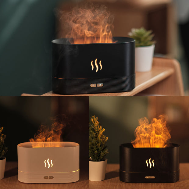 Aroma Diffuser With Flame Light Mist Humidifier Aromatherapy Diffuser With Waterless Auto-Off Protection For Spa Home Yoga Office - Boaties Collective