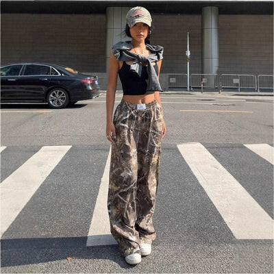 Slimming Casual Pants Hip Hop Retro Street Multi-pocket Camouflage Cargo Pants For Women Y2k Hip-hop Cargo Grunge Baggy Trousers - Boaties Collective