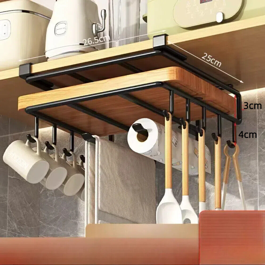 Under Shelf Storage Rack Home Kitchen Hanging Cabinet Cutting Board Organizer - Boaties Collective