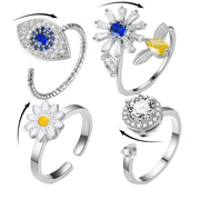 Turnable Rings Eyes Flowers Anxiety Rings For Women Fidget Spinner Ring Jewelry - Boaties Collective