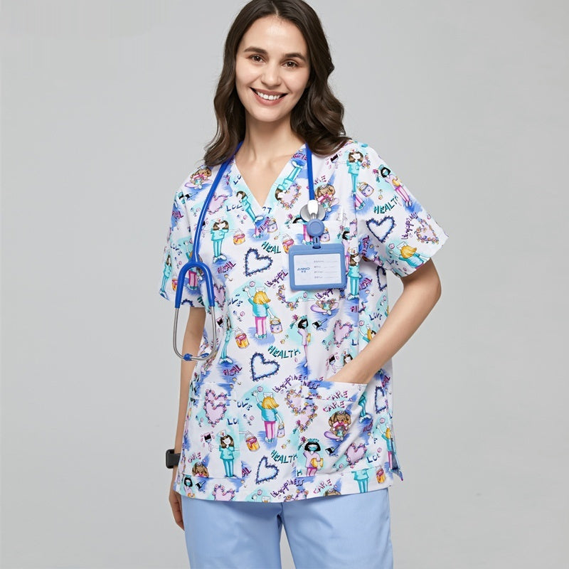 Hand Washing Suit Polyester Cotton Printed Pet Doctor Nurse Work Uniforms - Boaties Collective