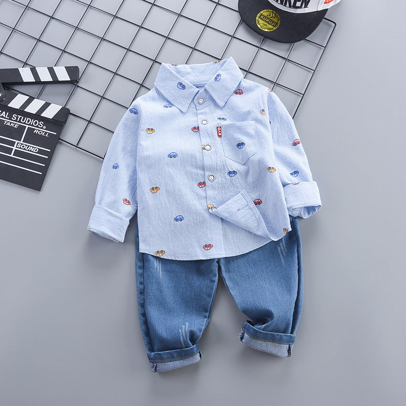 Children's Clothing Autumn Korean Style Autumn Clothing Casual Shirt Two-piece Boy Suit - Boaties Collective