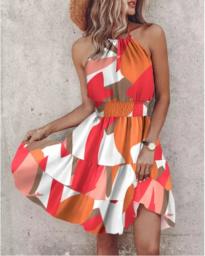 Summer Chic Halter Dress - European & American Print - Boaties Collective