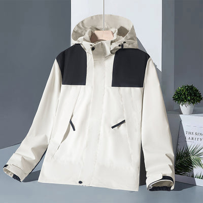 Hooded Windbreaker Unisex Fashion Colorblock Zip-up Jacket With Pockets Waterproof Outwear For Women Men Clothing - Boaties Collective