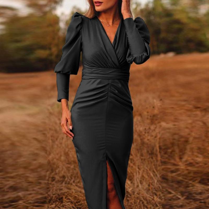 V Neck Elegant Slim Fit Hip Dress - Boaties Collective