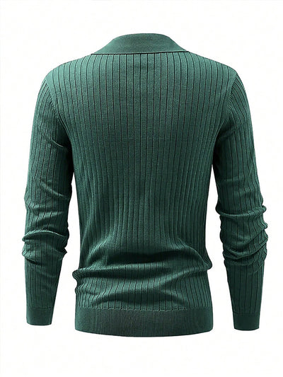 Fashionable waffle weave long sleeve polo shirt - Boaties Collective