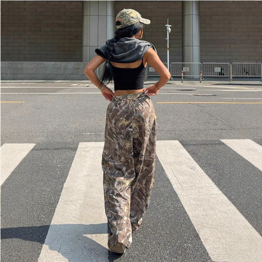 Slimming Casual Pants Hip Hop Retro Street Multi-pocket Camouflage Cargo Pants For Women Y2k Hip-hop Cargo Grunge Baggy Trousers - Boaties Collective