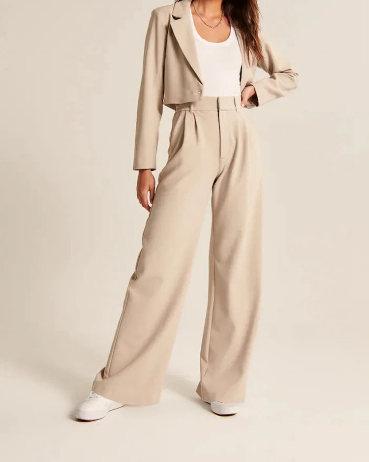 High Waist Straight Trousers With Pockets Wide Leg Casual Pants For Women - Boaties Collective