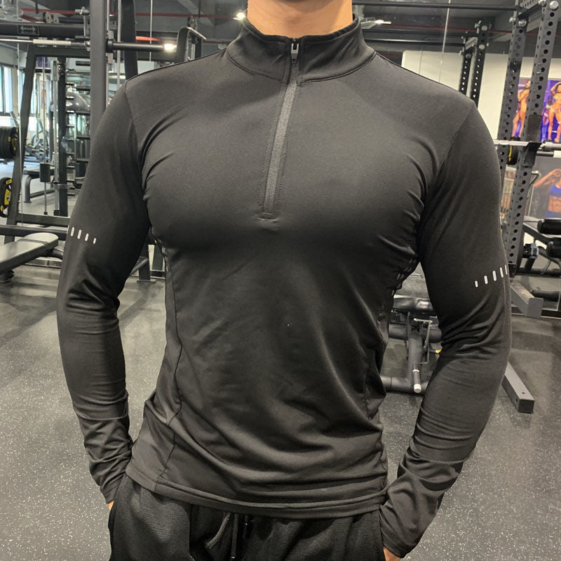 Half Zipper Fitness Long Sleeve Men Running Sweat Absorption - Boaties Collective