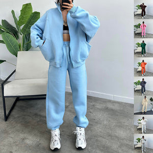 Sports Suits With Pockets Stand-up Collar Zipper Cardigan And Drawstring Trousers Fashion Jogger Set Outfits Tracksuits Women's Clothing - Boaties Collective