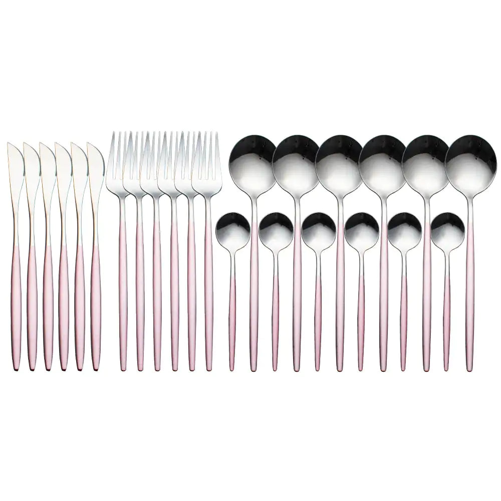 24pcs Gold Stainless Steel Cutlery Set - Boaties Collective