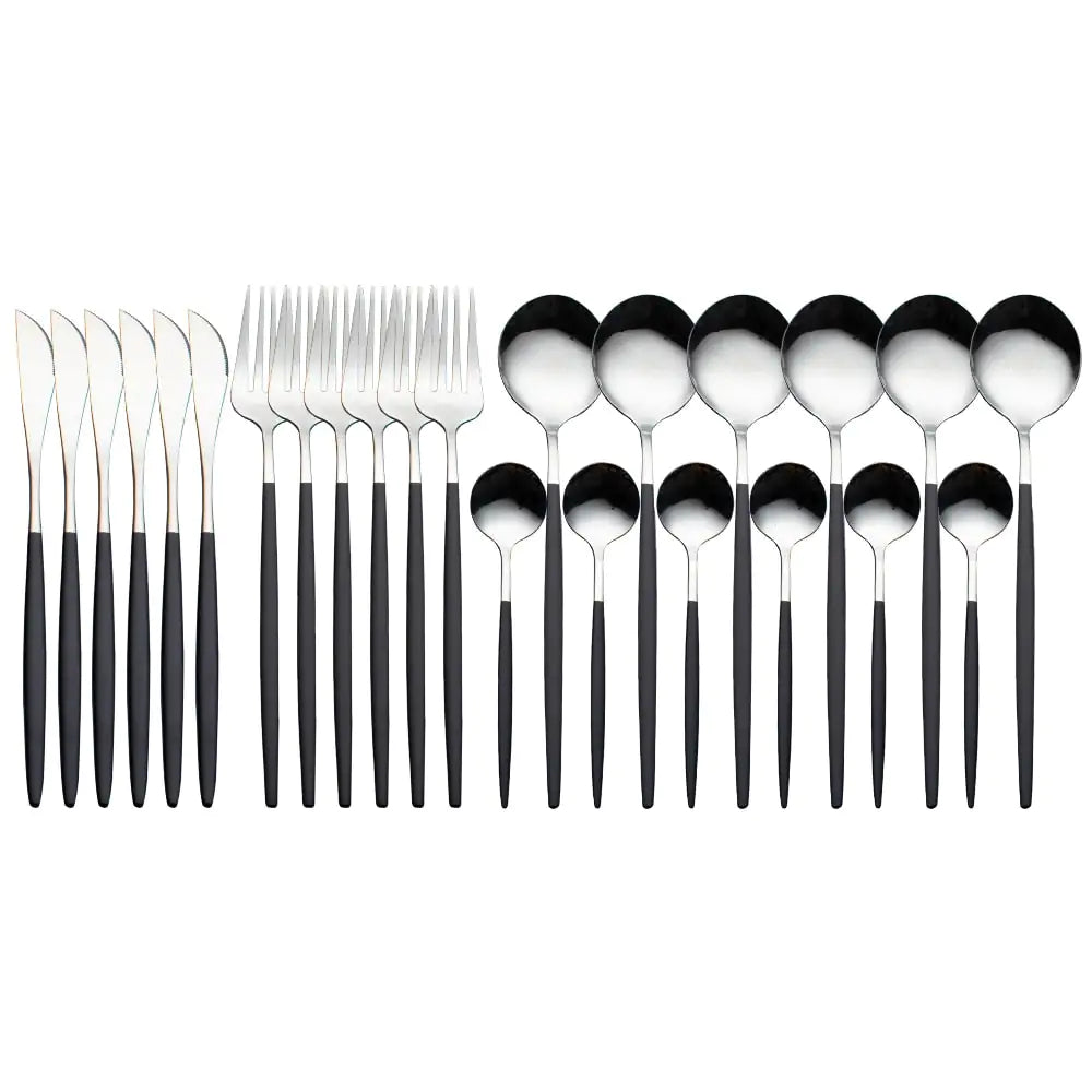 24pcs Gold Stainless Steel Cutlery Set - Boaties Collective