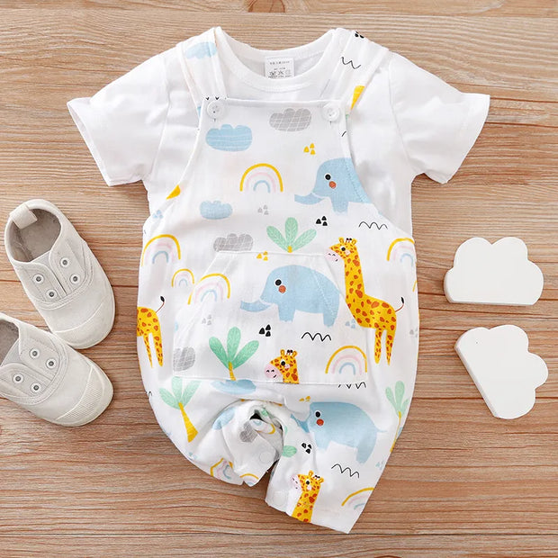 Two-piece Baby Clothes Clothing Summer Newborn Thin Baby Going Out Clothes Cartoon Strap Children's Suit - Boaties Collective