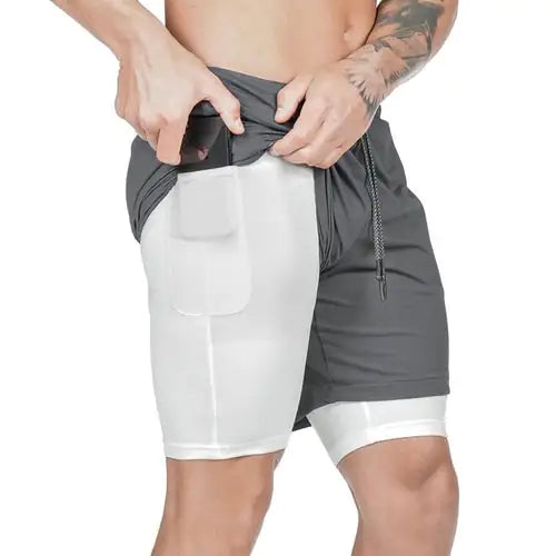 Men 2 in 1 Running Shorts Jogging Gym Fitness - Boaties Collective