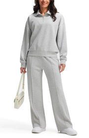 Libin Sweatsuits Women 2 Piece Outfit Comfy Fall Matching Sets Women Clothing Long Sleeve Sweatshirt Sweat Pants Tracksuit Jogger Travel Lounge Sets Light Grey 2XL - Boaties Collective