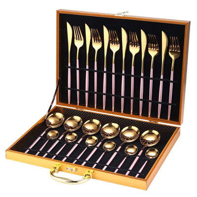 24pcs Gold Stainless Steel Cutlery Set - Boaties Collective