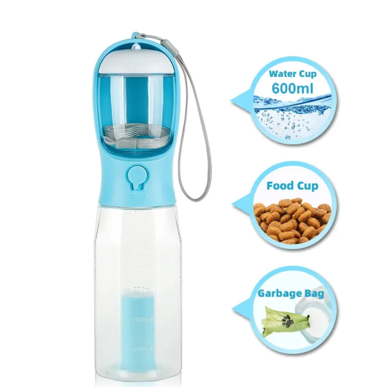 3-in-1 Pet Water & Food Bottle with Waste Bag Holder - Boaties Collective