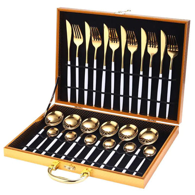 24pcs Gold Stainless Steel Cutlery Set - Boaties Collective