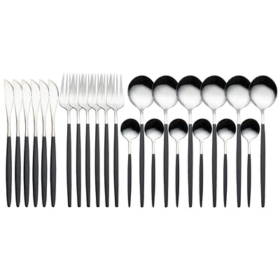 24pcs Gold Stainless Steel Cutlery Set - Boaties Collective