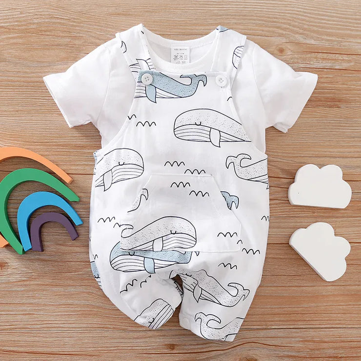 Two-piece Baby Clothes Clothing Summer Newborn Thin Baby Going Out Clothes Cartoon Strap Children's Suit - Boaties Collective