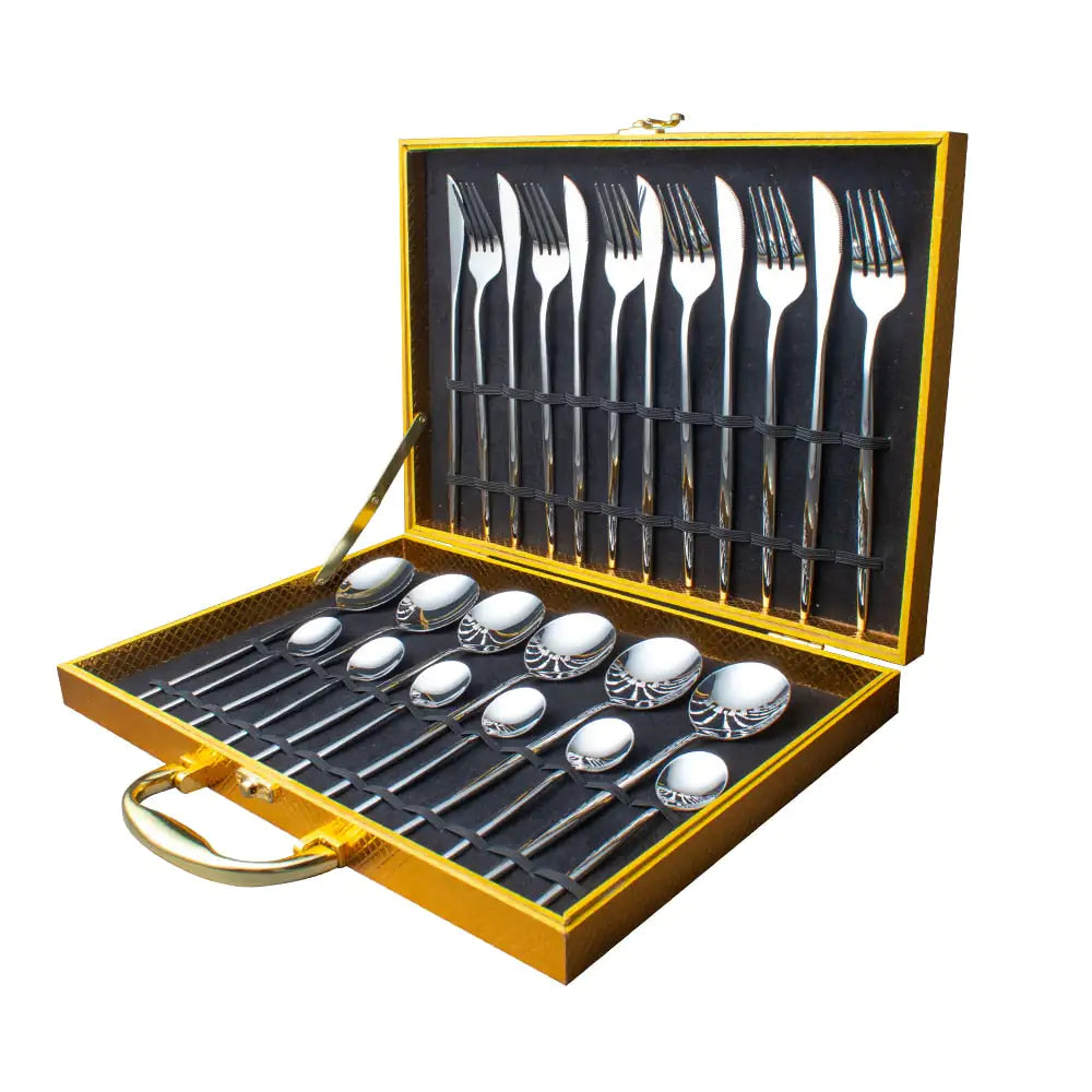 24pcs Gold Stainless Steel Cutlery Set - Boaties Collective