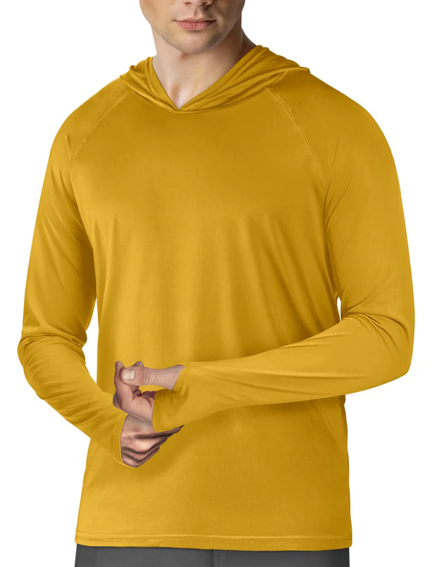 Hoodies for Men Rash Guard UPF50+ Sun Protection UV Fishing Shirts Long Sleeve Outdoor Swim Running Water Shirt Dry-fit Athletic Workout Rashguard Cooling Clothing Yellow 2XL - Boaties Collective